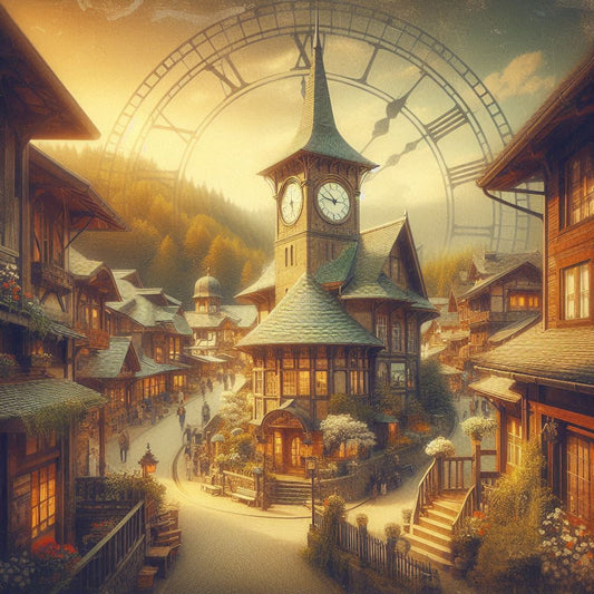Photo of a small village clock tower  - a story for end of life care.